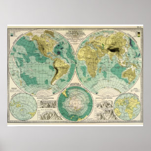 1897旧世界の地図 – アンティークトラ ポスター