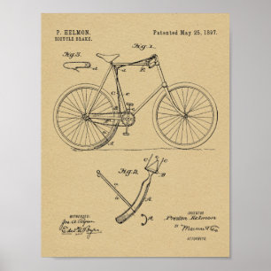 1897自転車ブレーキ特許スケッチプリント ポスター