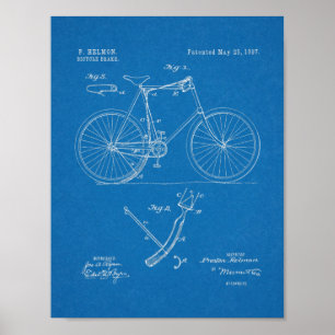 1897自転車ブレーキ特許スケッチプリント ポスター