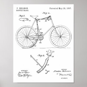 1897自転車ブレーキ特許スケッチプリント ポスター