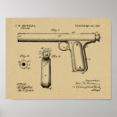 1897 Browning Gun Patent Art Drawing Print ポスター (正面)