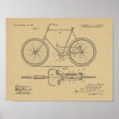 1897 Chainless Bicycle Patent Art Drawing Print ポスター (正面)