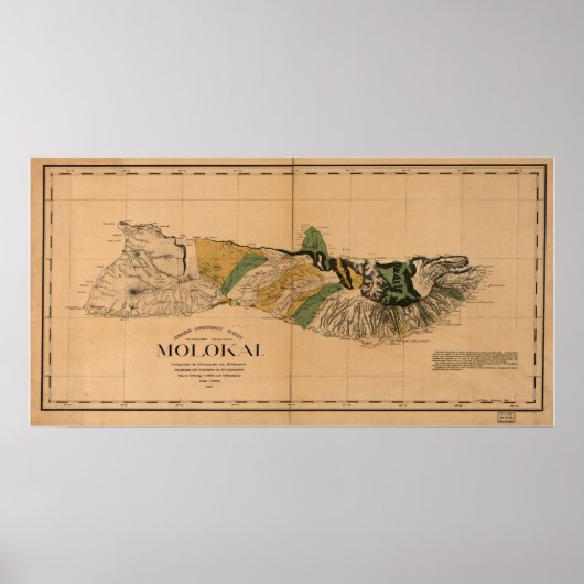 1897 Map of Molokai - Hawaiian Island ポスター (正面)