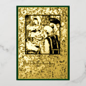 1898ビクトリアン年アールヌーボークリスマス出生 箔シーズンカード (正面)