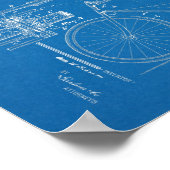 1898ヴィンテージチェーンレス自転車特許プリント ポスター (角)