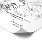 1898ヴィンテージチェーンレス自転車特許プリント ポスター (角)