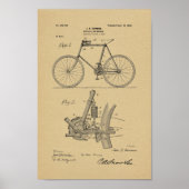 1898ヴィンテージ自転車エアブレーキ特許プリント ポスター (正面)