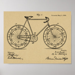 1898ヴィンテージ自転車デザイン特許プリント ポスター