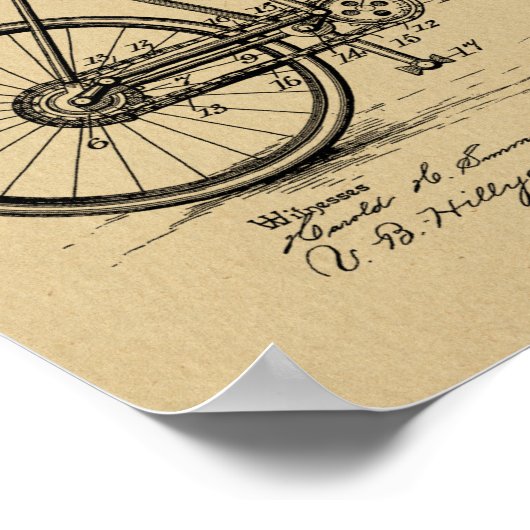 1898ヴィンテージ自転車デザイン特許芸術プリント ポスター (角)
