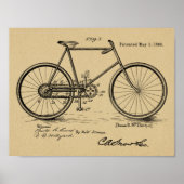 1898ヴィンテージ自転車デザイン特許芸術プリント ポスター (正面)