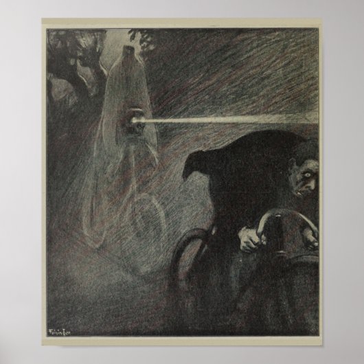 1898ヴィンテージ自転車幽霊ライダー広告アートポスター ポスター (正面)