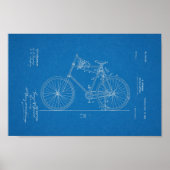 1898ヴィンテージ自転車特許青写真アートプリント ポスター (正面)