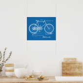 1898ヴィンテージ自転車特許青写真アートプリント ポスター (キッチン)