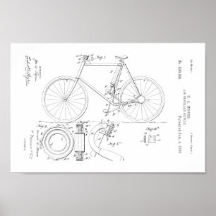 1898ヴィンテージ航空自転車特許プリント ポスター