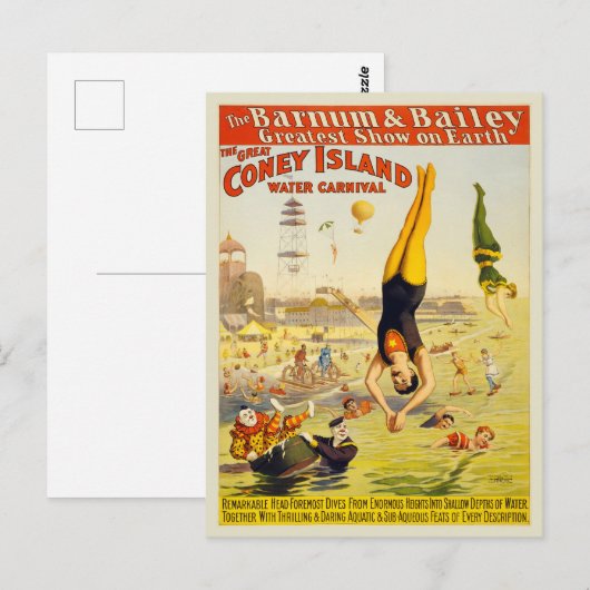 1898年コニーアイランド余興ポスター ポストカード (正面/裏面)