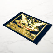 1898年ビクトリアンのクリスマス天使の旗 箔シーズンカード (回転した状態)