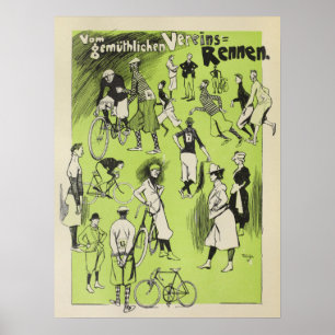 1898年ヴィンテージ自転車部レース広告アートポスター ポスター
