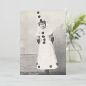 1898年女性ピエロ衣装、アンティーク写真 招待状 (スタンド正面)