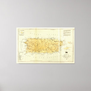 1898年頃プエルトリコ(ポルトリコ)の地図 キャンバスプリント
