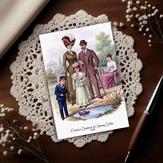 1898年 ビンテージ アウトドアファッション ポストカード