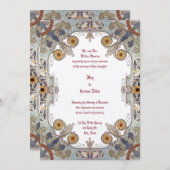 1899ビクトリアン年アールヌーボーフローラ縁ど 招待状 (正面/裏面)