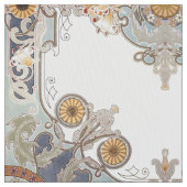 1899ビクトリアン年アールヌーボー花柄 ファブリック (クローズアップ)