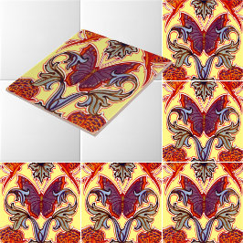 1899ビクトリアン年アールヌーボー蝶の模様 タイル