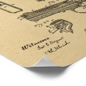 1899ブラウニング銃特許スケッチプリント ポスター (角)