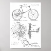 1899レバー推進自転車特許プリント ポスター (正面)