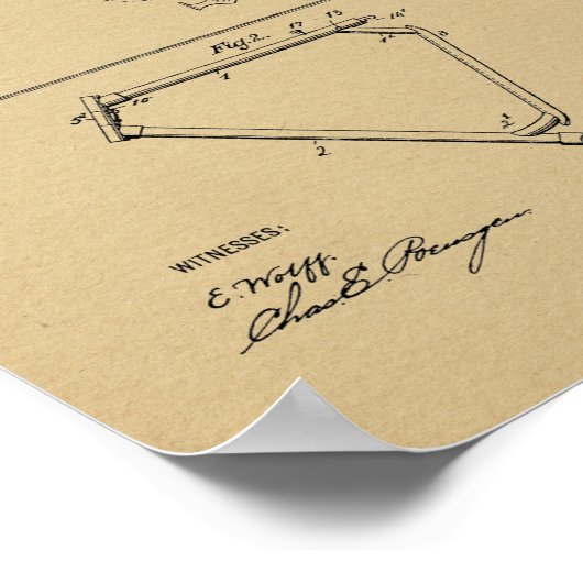 1899ヴィンテージ自転車枠特許プリント ポスター (角)