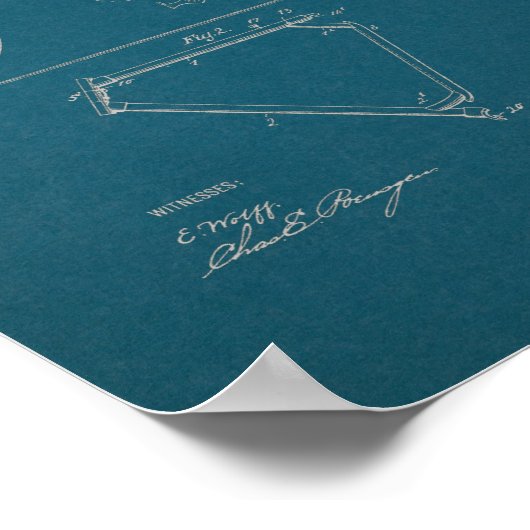 1899ヴィンテージ自転車特許プリント青写真アート ポスター (角)