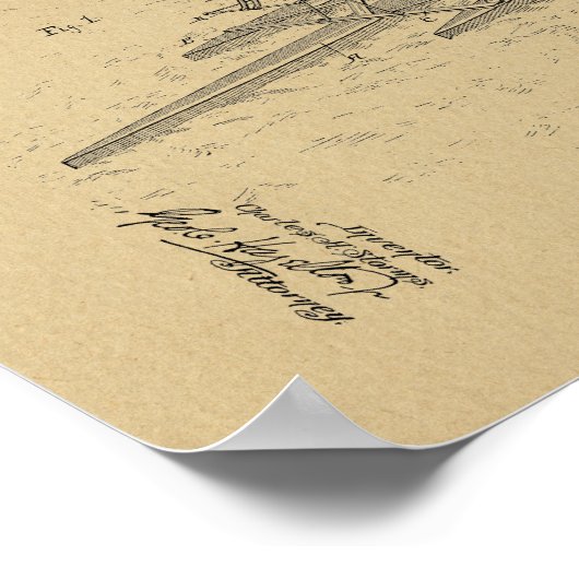 1899ヴィンテージ自転車船特許プリント ポスター (角)