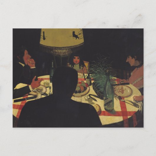 1899年のランプライトによるディナー ポストカード (正面)
