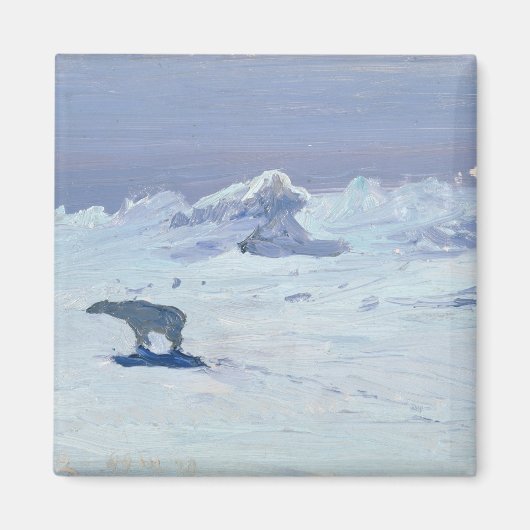 1899年の月夜のホッキョクグマ狩り マグネット (正面)