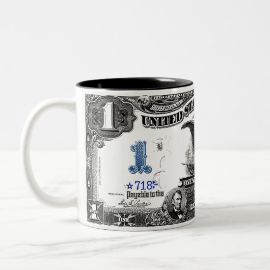 1899年の1ドルの銀証券の黒のワシのマグ ツートーンマグカップ (左)