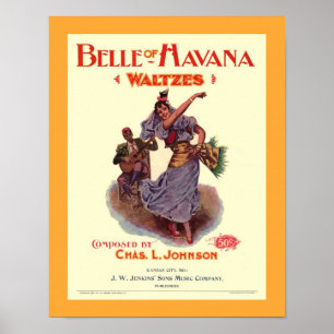 1899年ハバナの古楽譜表紙BELLE ポスター