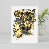 1899年ビクトリアンサンタクロース&トナカイ 箔シーズンカード (立ち正面)