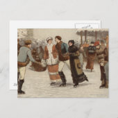 1899年頃:クリスマスを楽しむアイススケーター シーズンポストカード (正面/裏面)