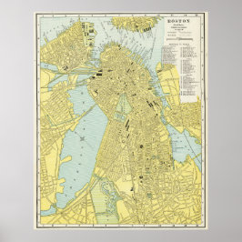 1899年 ボストン市 古地図 ポスター
