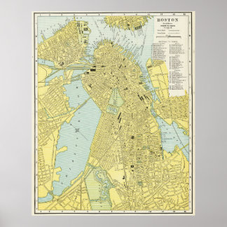 1899年 ボストン市 古地図 ポスター