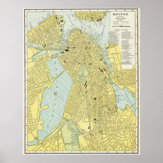 1899年 ボストン市 古地図 ポスター (正面)