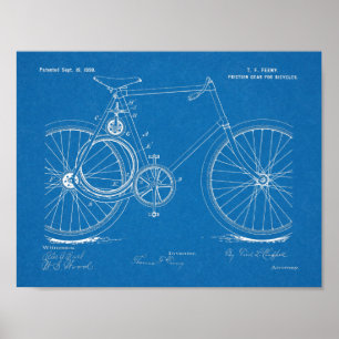 1899自転車ギア特許芸術スケッチプリント ポスター