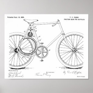 1899自転車ギア特許芸術スケッチプリント ポスター