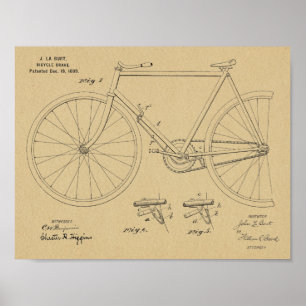 1899自転車ブレーキ特許スケッチプリント ポスター