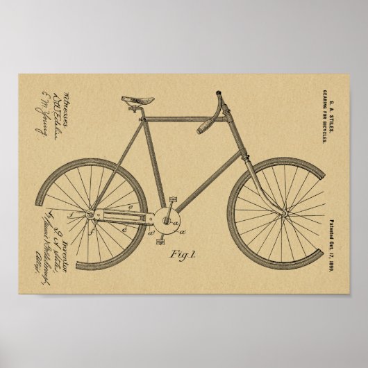 1899自転車競技特許技芸スケッチプリント ポスター (正面)