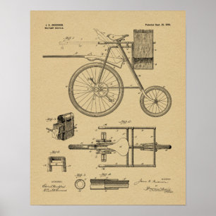1899軍隊自転車特許スケッチプリント ポスター