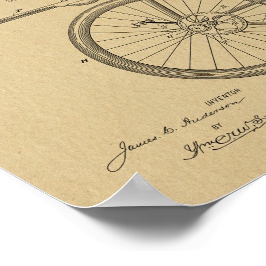 1899軍隊自転車特許スケッチプリント ポスター (角)