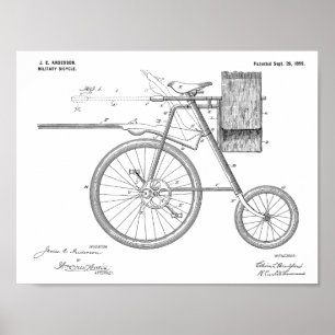 1899軍隊自転車特許スケッチプリント ポスター