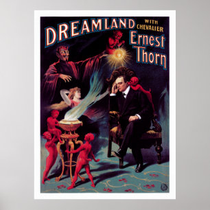 1899 Ernest Thorn Vintage Magician Poster Restored ポスター