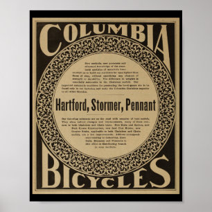 1899 Vintage Columbia Bicycles Ad Art Poster ポスター